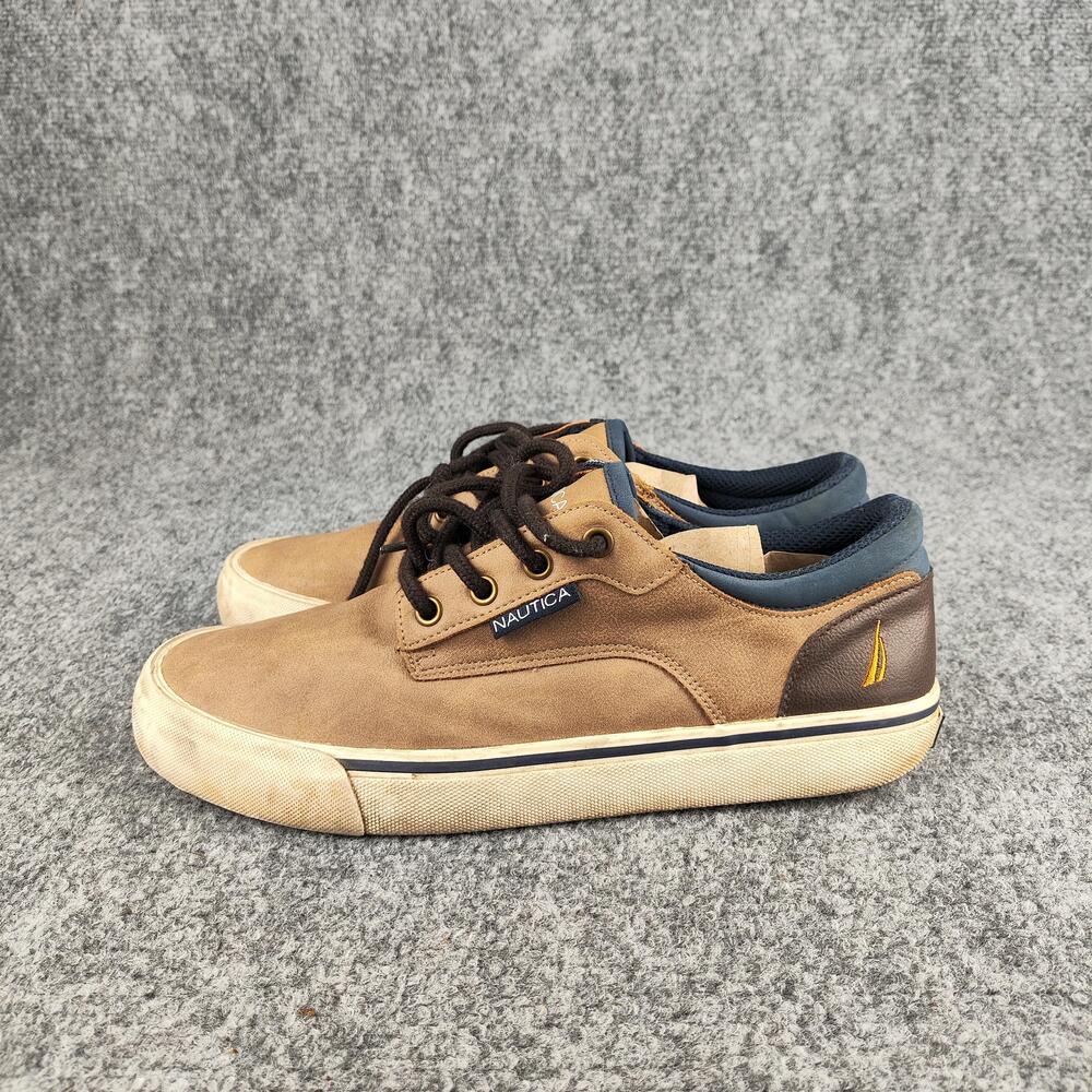 Nautica Currie Shoes Mens Size 8 Brown Canvas Low Top Boat Casual Sneakers